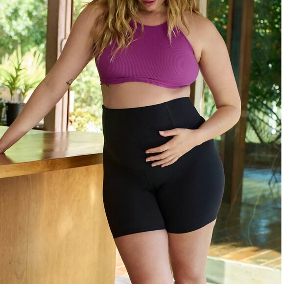 Free People Movement x Hatch Never Better Maternity Shorts Blue NWT Size M - Picture 7 of 8